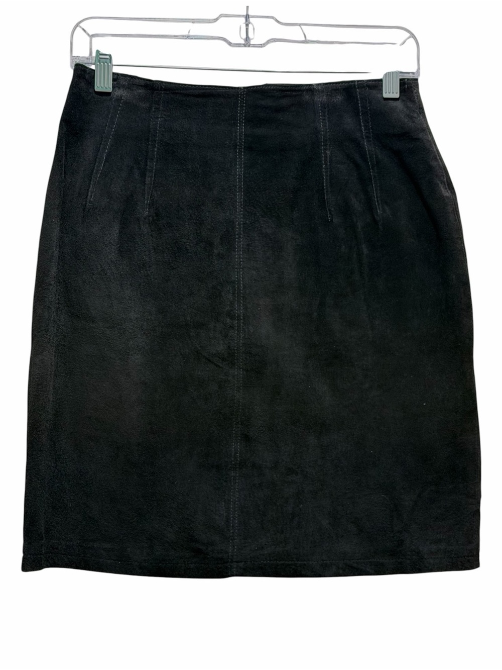 VTG Black Suede Knee Length Lined Skirt - Size 10